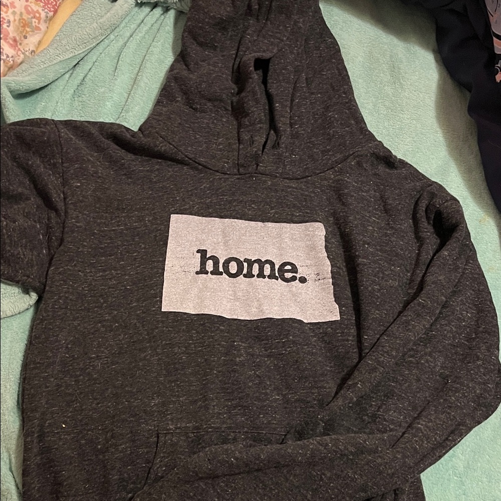 Charcoal Hoodie with 'Home' Graphic ND